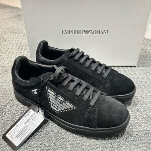 Emporio Armani Charcoal Suede Sneakers